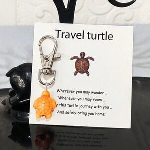 Travel Turtle Keychain in Orange